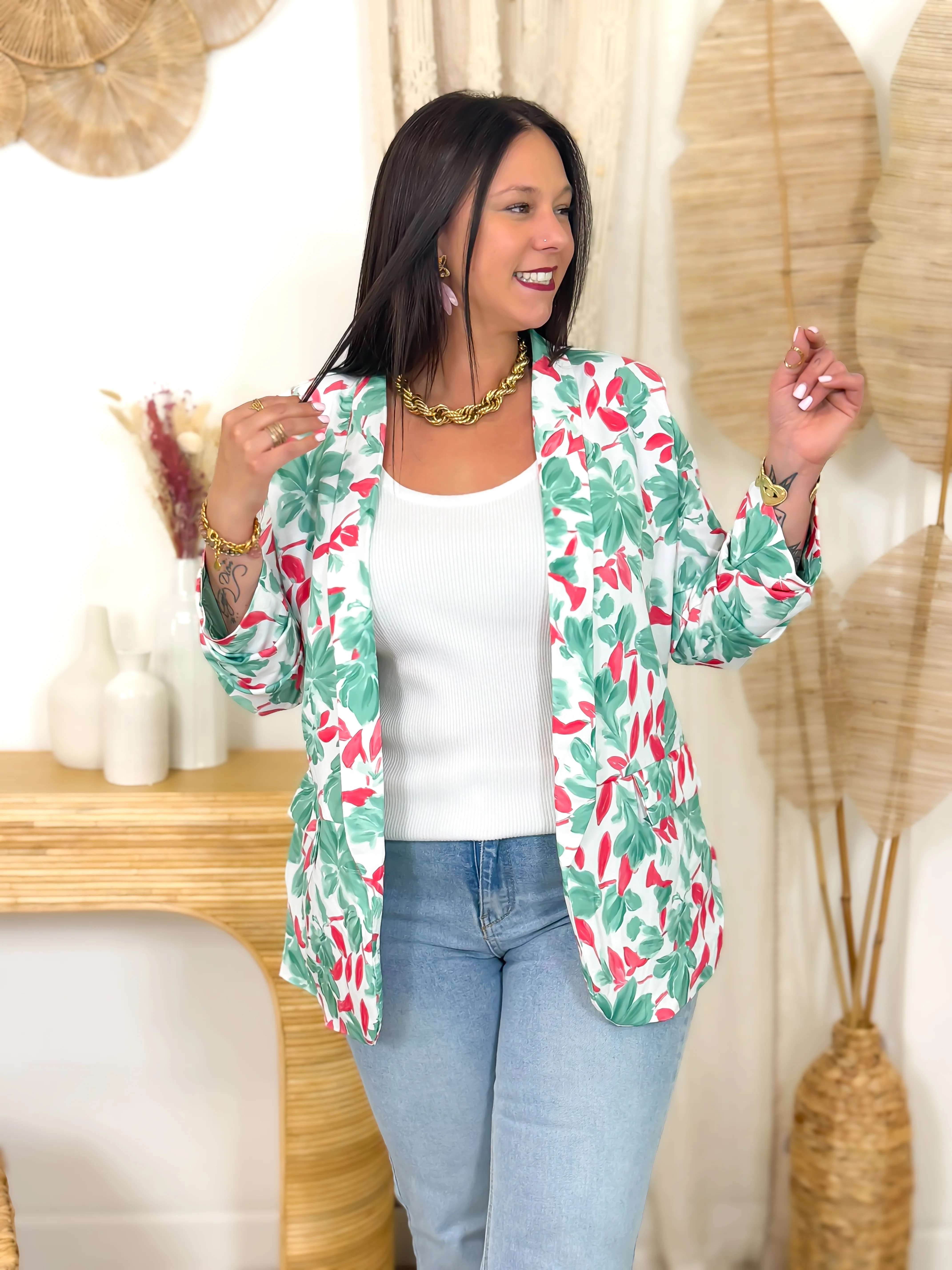 Blazer - Omea - Blanc & Vert - Image 3
