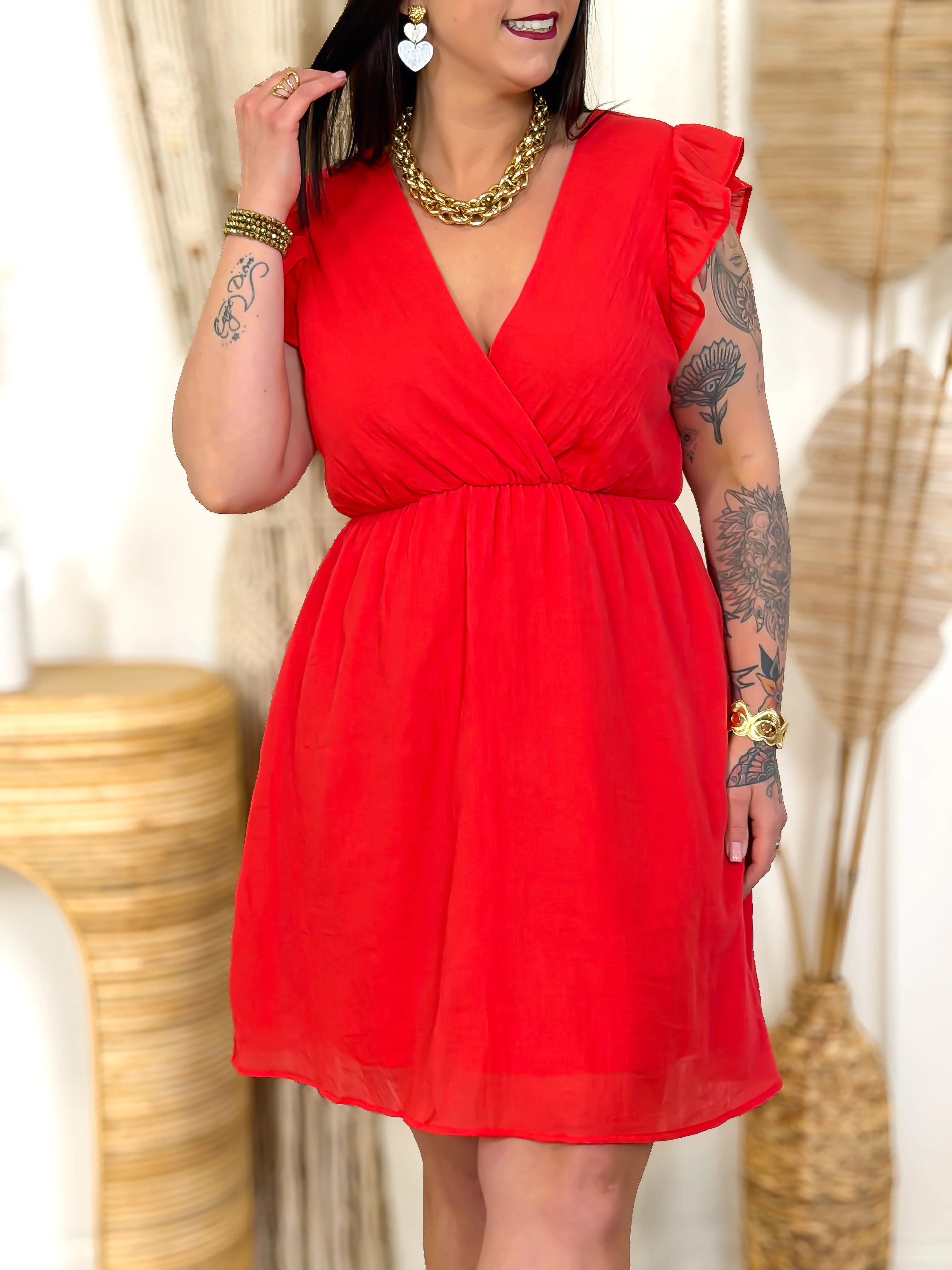 Robe Courte - Adelina - Rouge - Image 4