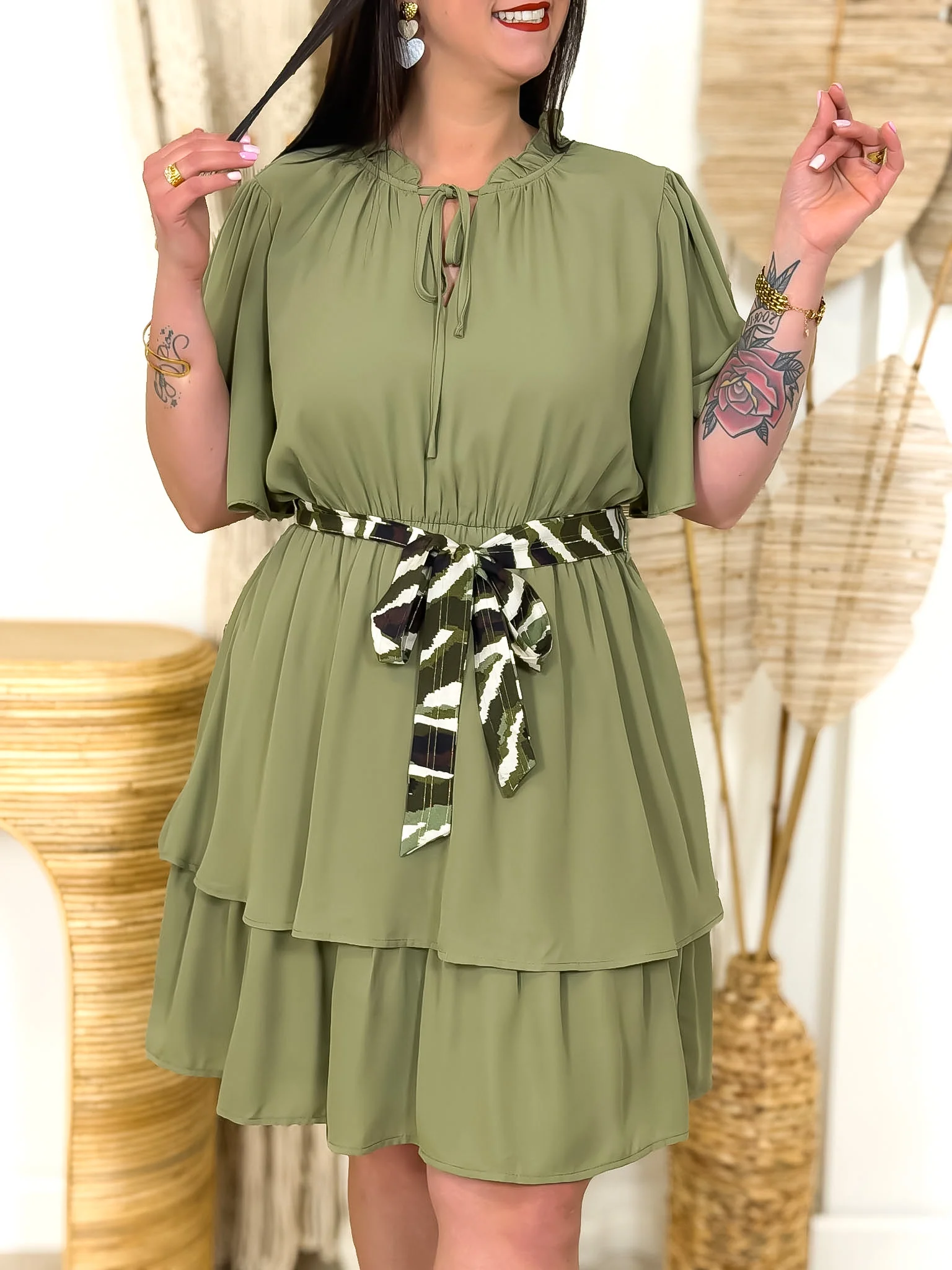 Robe Courte - Stelia - Kaki - Image 4